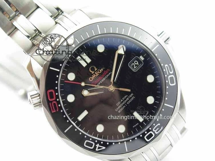 0123 Seamaster 300M 007 SS MK 1:1 Best Edition Black 007 Dial Ceramic Bezel On SS Bracelet A EasyCare 8178